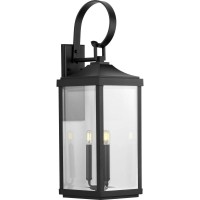 Gibbes Street Collection 3-Light Clear Beveled Glass New Traditional Outdoor Large Wall Lantern Light Textured Black