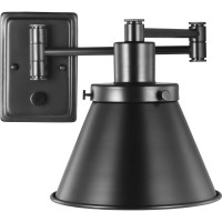 Progress Lighting Hinton Collection Black Swing Arm Wall Light, 9.63X8.25X8.25