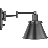 Progress Lighting Hinton Collection Black Swing Arm Wall Light, 9.63X8.25X8.25