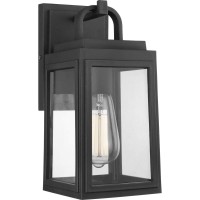 Progress Lighting Grandbury Collection 1-Light Clear Glass Farmhouse Outdoor Small Wall Lantern Light Textured Black, 11.88X5.5X6.5