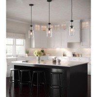 Latrobe Collection 1-Light Clear Glass Coastal Pendant Light Matte Black