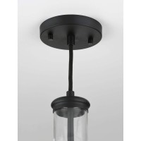 Latrobe Collection 1-Light Clear Glass Coastal Pendant Light Matte Black