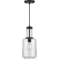 Latrobe Collection 1-Light Clear Glass Coastal Pendant Light Matte Black