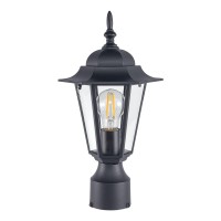 Gruenlich Outdoor Post Lighting Fixture Pole Lantern, E26 Medium Base Max 60W, Aluminum Housing Plus Glass, Bulb Not Included, Black Finish, 1 Pack