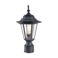 Gruenlich Outdoor Post Lighting Fixture Pole Lantern, E26 Medium Base Max 60W, Aluminum Housing Plus Glass, Bulb Not Included, Black Finish, 1 Pack