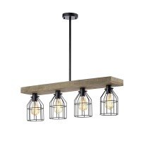 Warehouse Of Tiffany Imp469A/4Iwg Lourd 4-Light Wood And Metal Cage Chandelier, Black