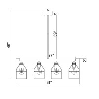 Warehouse Of Tiffany Imp469A/4Iwg Lourd 4-Light Wood And Metal Cage Chandelier, Black