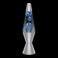 Metallic Blue 14.5 Inch Lava Lamp | Features Clear Fluid With Metallic Blue Lava With Matching Aluminum Base | Ac Powered | Includes 25-Watt Bulb Inside