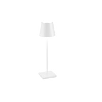 Zafferano Poldina Pro Led Table Lamp (Color: White) Touch On/Off, Touch Dimmable, Powder Coated Aluminum, Ip54 Protection, Indoor/Outdoor, Contact Charging Base, Usa Plug