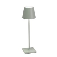 Zafferano Poldina Pro Led Table Lamp (Sage Green) Touch Onoff, Touch Dimmable, Aluminum, Ip54 Protection, Indooroutdoor, Contact Charging Base Incl, Usa Plug