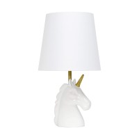 Simple Designs Lt1078Wht Sparkling Glitter Unicorn Table Lamp Gold