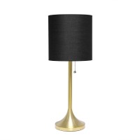 Simple Designs Lt1076Gdb Tapered Fabric Drum Shade Table Lamp Gold And Black