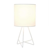 Simple Designs Lt2066-Wow 14 Down To The Wire Metal Table Lamp With Fabric Shade, White With White Shade