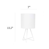 Simple Designs Lt2066-Wow 14 Down To The Wire Metal Table Lamp With Fabric Shade, White With White Shade