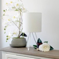 Simple Designs Lt2066-Wow 14 Down To The Wire Metal Table Lamp With Fabric Shade, White With White Shade