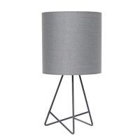 Simple Designs Lt2066-Gog 14 Down To The Wire Metal Table Lamp With Fabric Shade, Gray With Gray Shade