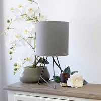 Simple Designs Lt2066-Gog 14 Down To The Wire Metal Table Lamp With Fabric Shade, Gray With Gray Shade