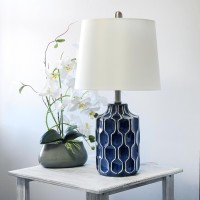 Elegant Designs Blue And White Patterned Table Lamp