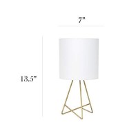 Simple Designs Lt2066-Gdw 135 Down To The Wire Metal Table Lamp With Fabric Shade, Gold With White Shade