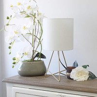 Simple Designs Lt2066-Gdw 135 Down To The Wire Metal Table Lamp With Fabric Shade, Gold With White Shade