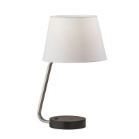 Adesso 3015-22 Louie Adessocharge Table Lamp, 19 In., 60W Type A Bulb (Not Included), Brushed Steel W/Black Rubber Wood Base, 1 Table Lighting