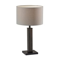 Adesso 3497-01 Kona Table Lamp, 27.75 In., 100W Type A Bulb (Not Included), Mdf W/Black Washed Wood Pvc Veneer & Black Metal Accents, 1 Table Lighting