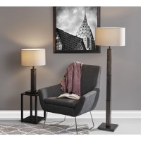 Adesso 3497-01 Kona Table Lamp, 27.75 In., 100W Type A Bulb (Not Included), Mdf W/Black Washed Wood Pvc Veneer & Black Metal Accents, 1 Table Lighting