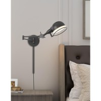 60W Linthal Swing Arm Wall Lamp With Adjustable Shade With 3 Ft Wire Cover