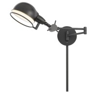 60W Linthal Swing Arm Wall Lamp With Adjustable Shade With 3 Ft Wire Cover