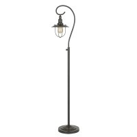 60W Vigo metal downbridge floor lamp Edison bulb included beautiful fabric shade make soft glow and will create a warm and cozy atmosphere for your room