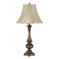 150W 3 way Clare aluminum casted table lamp with softback scalloped faux silk shade