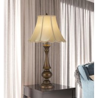 150W 3 way Clare aluminum casted table lamp with softback scalloped faux silk shade