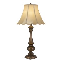 150W 3 way Clare aluminum casted table lamp with softback scalloped faux silk shade