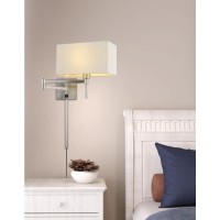 60W Robson wall swing arm reading lamp with rectangular hardback fabric shade 3 ft wire cover included