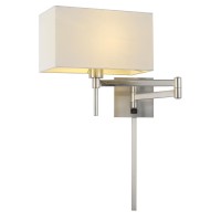 60W Robson wall swing arm reading lamp with rectangular hardback fabric shade 3 ft wire cover included