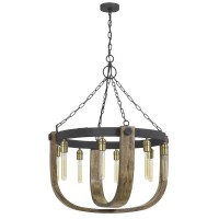 60W x 8 Apulia metalwood chandelier Edison bulbs are NOT included