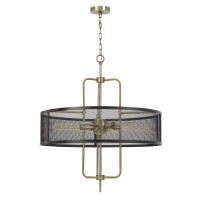 60W x 6 Leiden metal chandelier with mesh shade Edison bulbs are NOT included