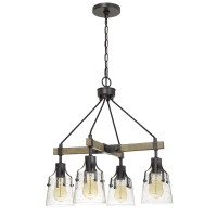 60W x 4 Aosta metal chandelier with bubbled glass shades Edison bulbs are NOT included