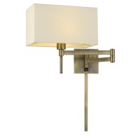 60W Robson wall swing arm reading lamp with rectangular hardback fabric shade 3 ft wire cover included