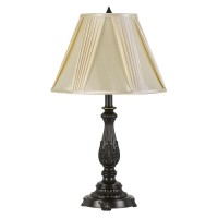 100W Kerry aluminum casted table lamp with softback fan pleated faux silk shade