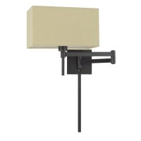 60W Robson Wall Swing Arm Reading Lamp With Rectangular Hardback Fabric Shade 3 Ft Wire Cover Included Wl2930Db