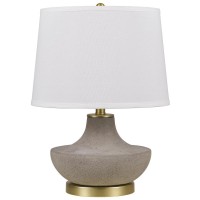 150W 3 way Almelo ceramic table lamp with taper drum linen hardback shade