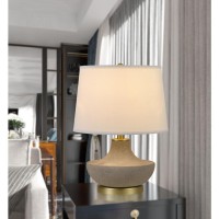 150W 3 way Almelo ceramic table lamp with taper drum linen hardback shade