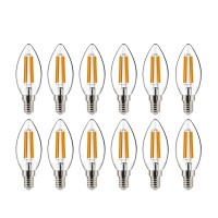 Helloify Ba11 Dimmable Vintage Led Edison Candelabra Bulb, 60W Equivalent, High Brightness, 2700K Warm White Light, Clear Glass, Candles/Chandelier Style, E12 Screw Base, 12Pcs