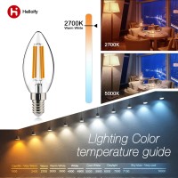 Helloify Ba11 Dimmable Vintage Led Edison Candelabra Bulb, 60W Equivalent, High Brightness, 2700K Warm White Light, Clear Glass, Candles/Chandelier Style, E12 Screw Base, 12Pcs