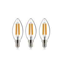 Helloify B11 Dimmable Vintage Led Edison Candelabra Bulb, 60W Equivalent, High Brightness, Warm White 2700K, Clear Glass, Candles/Chandelier Style, E12 Screw Base, 3 Pack