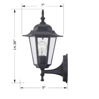 Wisbeam Outdoor Wall Lantern, Black Wall Sconce For House Porch Lighting Fixture, E26 Base 60W Max, Metal Housing Plus Glass, Wet Location Rated, Etl Qualified, Bulbs Not Included