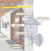 Wisbeam White Outdoor Wall Lantern Outdoor Wall Sconce For House Porch Lighting Fixture E26 Base 60W Max Metal Housing Plus G