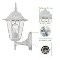 Wisbeam White Outdoor Wall Lantern Outdoor Wall Sconce For House Porch Lighting Fixture E26 Base 60W Max Metal Housing Plus G