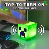 Paladone Minecraft Creeper Desk Light With Official Creeper Sounds, Handheld Night Light For Kids Room Or Gamer D